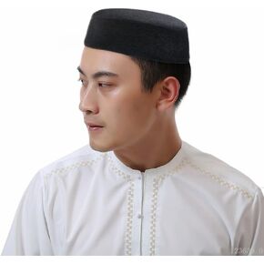 Mens Muslim Kufi Hats Ramadan Prayer Kufi Hats for Men Islam Prayer Hat Eid Gift Ramadan Eid Gift Arabian Headwear Black