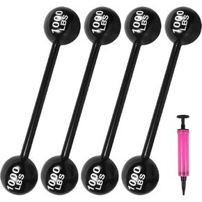4 PCS Giant Inflatable Dumbbell Barbell,Funny Carnival Circus Birthday/Halloween Party Decorations Fake Weights Cosplay Props Party Supplies,Blow Up Strongman Costume Photo Booth Props Accessory