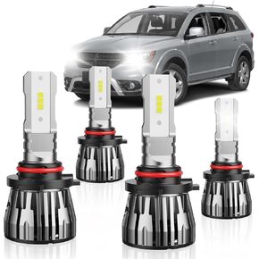 Journey LED Bulbs Kit, LED Fog Light Bulbs Combo Fit for Dodge Journey 2009 2010 2011 2012 2013 2014 2015 2016 2017 2018 2019, 4-Pack 6500K Cool White