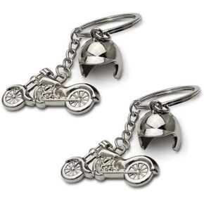 2 PCS Motorcycle Helmet Key Rings Creative 3D Metal Keyring Motor Keychain Motorbike Gifts for men and Women
