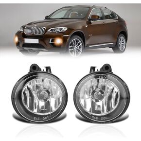 Fog Lights Compatible with BMW X1 X2 X3 X4 (F48 F39 F25 F26, Halogen Lamp, w/o Adaptive Headlamps), X5 X6 F15 F16, 2011-2021, 1 Pair (Clear)