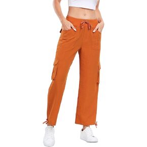MISS MOLY Women's Cargo Capris Hiking Running Pants Loose Button Decor Lightweight Quick Dry Athletic Outdoor