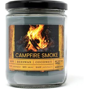 Campfire Smoke Scented Jar Candle - Highly Scented - Made with Plant Based Wax - Handmade in The USA - Candeo Candle