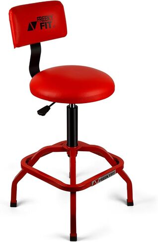 Shop Stool with Backrest, Mechanic Garage Stool for Workshop, Adjustable Bar Stool Chair, Padded Workbench Stool for Men Women, 300 LBS Capacity, 360° Swivel PVC Seat, Heavy Duty, Black in Kuwait