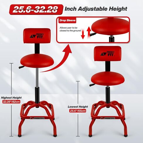 Shop Stool with Backrest, Mechanic Garage Stool for Workshop, Adjustable Bar Stool Chair, Padded Workbench Stool for Men Women, 300 LBS Capacity, 360° Swivel PVC Seat, Heavy Duty, Black in Kuwait