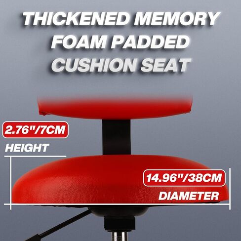 Shop Stool with Backrest, Mechanic Garage Stool for Workshop, Adjustable Bar Stool Chair, Padded Workbench Stool for Men Women, 300 LBS Capacity, 360° Swivel PVC Seat, Heavy Duty, Black in Kuwait