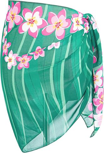 MissShorthair Sarong Coverups for Swimwear Women Bathing Wrap Short Floral Beach Chiffon Green Midi Bikini Swimsuit in Saudi Arabia