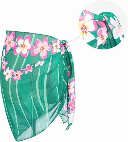 MissShorthair Sarong Coverups for Swimwear Women Bathing Wrap Short Floral Beach Chiffon Green Midi Bikini Swimsuit in Saudi Arabia