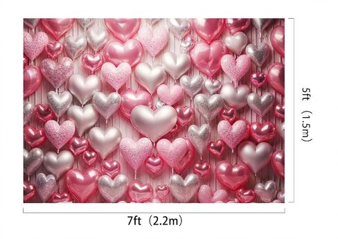 Kate 6.5x6.5ft/2x2m Valentine's Day Love Heart Balloons Backdrop Pink Romantic Printed Cloth Background Photo Video Studio Props in Saudi Arabia