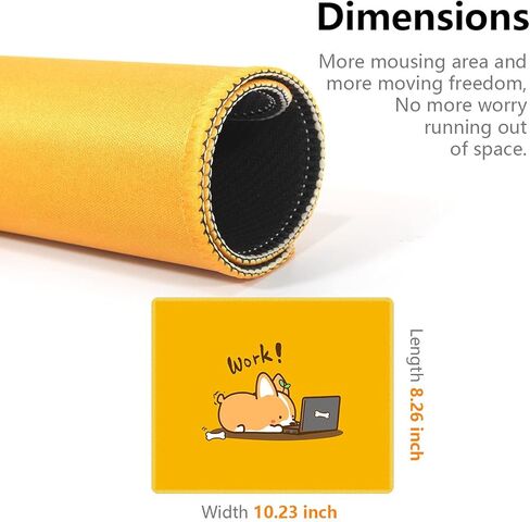 Qisan Gaming Mouse Pad with Nonslip Rubber Base | Comfy, Foldable Mouse Mat for Desktop, Laptop, Keyboard, Rectangle Mouse Pad Gaming with High Resolution | Computer Mouse Pad Cute (Work Corgi) in Kuwait