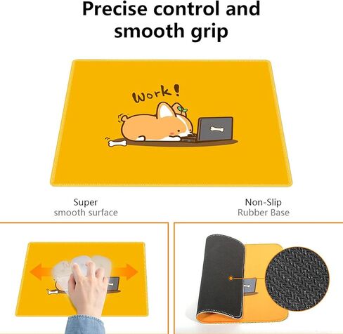 Qisan Gaming Mouse Pad with Nonslip Rubber Base | Comfy, Foldable Mouse Mat for Desktop, Laptop, Keyboard, Rectangle Mouse Pad Gaming with High Resolution | Computer Mouse Pad Cute (Work Corgi) in Kuwait