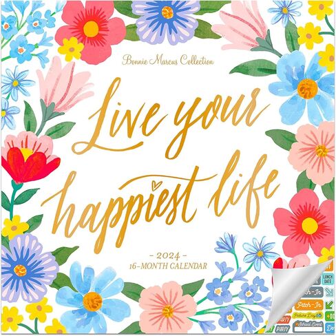 تقويم Bonnie Marcus 2024 - حزمة تقويم حائط فاخرة بألوان مائية 2024 مع أكثر من 100 ملصق تقويم (هدايا الموضة، واللوازم المكتبية) in Kuwait