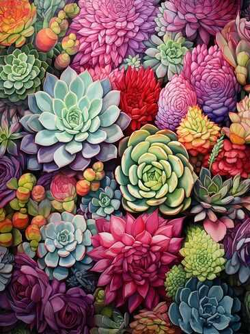 Axquilon Diamond Painting Kits for Adults Beginners 5D Succulents Plant Diamond Art Kits with Full Drill, DIY Flower Gem Art Craft Kits for Adults Home Wall Decor Gifts 12x16inch in Saudi Arabia