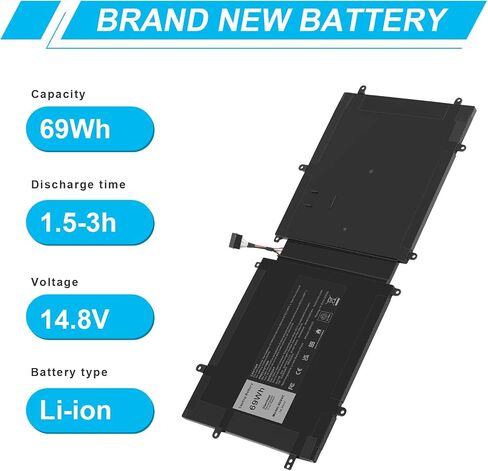 Futurebatt 4DV4C 63FK6 14.8V 69Wh بطارية كمبيوتر محمول لديل XPS 18 1810 1820 سلسلة D10H3 063FK6 D10H3 0D10H3 4DV4C 04DV4C in Kuwait