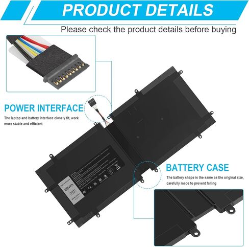 Futurebatt 4DV4C 63FK6 14.8V 69Wh بطارية كمبيوتر محمول لديل XPS 18 1810 1820 سلسلة D10H3 063FK6 D10H3 0D10H3 4DV4C 04DV4C in Kuwait