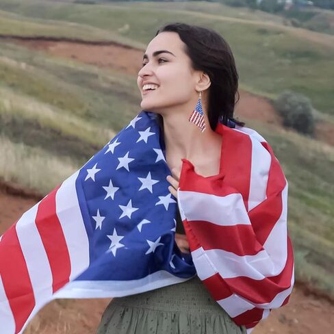 Independence Day Earrings for Women,S925 Silver Earrings Hypoallergenic Rhinestone Drop Dangle Jewelry Gift for Patriotic 4th of July Parade,Memorial Day,Veterans Day in Saudi Arabia