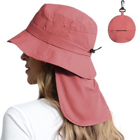 ROYAL MATRIX Packable Bucket Hat for Women with Neck Flap UV Protection Sun Hat Waterproof Wide Brim Fishing Hat in Saudi Arabia