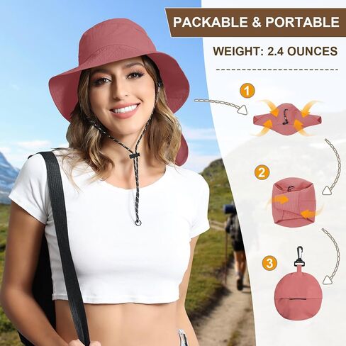 ROYAL MATRIX Packable Bucket Hat for Women with Neck Flap UV Protection Sun Hat Waterproof Wide Brim Fishing Hat in Saudi Arabia