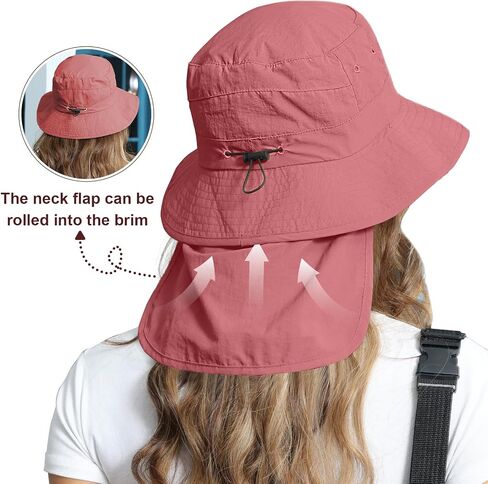 ROYAL MATRIX Packable Bucket Hat for Women with Neck Flap UV Protection Sun Hat Waterproof Wide Brim Fishing Hat in Saudi Arabia