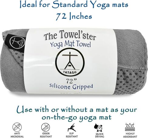 Hot Yoga Mat Towel Non Slip for Hot Yoga. Grippy Silicone Hot Yoga Towel Non Slip & Absorbent Microfiber Blend Gives You More Grip As You Drip! in Saudi Arabia