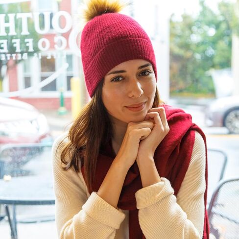Fishers Finery Women's 100% Cashmere Beanie Hat with Pom in Kuwait