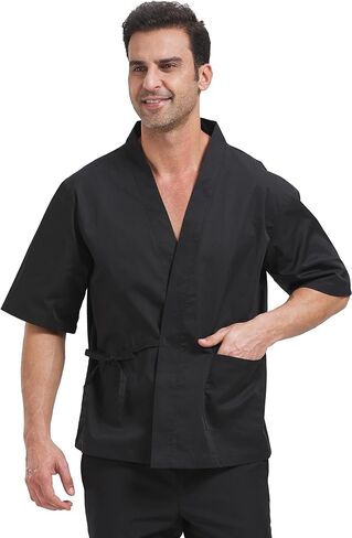 Nanxson Chef Coat Japanese Kimono Cardigan Sushi Jacket Short Sleeve Workwear for Kitchen,Cooking,Bistro CFM0074 in Kuwait