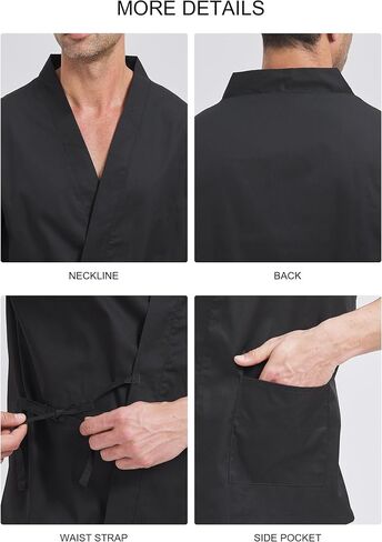 Nanxson Chef Coat Japanese Kimono Cardigan Sushi Jacket Short Sleeve Workwear for Kitchen,Cooking,Bistro CFM0074 in Kuwait