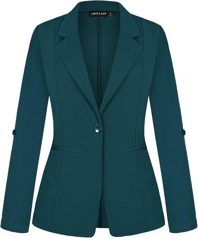 MINTLIMIT Womens Casual Blazers Button Front 3/4 Roll-up Sleeve Notched Lapel Business Work Blazer Jacket with Pockets in Kuwait