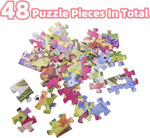 48 قطعة من ألغاز الصور المقطوعة على شكل ديناصور، ألغاز أرضية ضخمة للأطفال بعمر 3 4 5 6 7 8، ألغاز كبيرة الحجم من الورق المقوى السميك جدًا للتعلم التعليمي لمرحلة ما قبل المدرسة، هدايا للأطفال الأولاد والبنات من سن 3 سنوات فما فوق in Kuwait