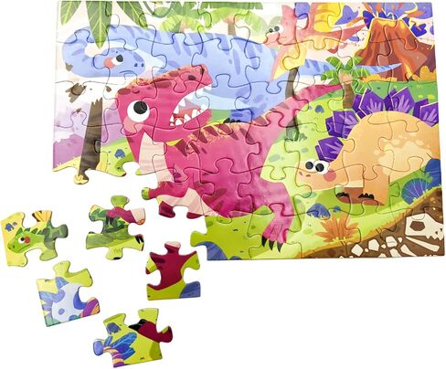 48 قطعة من ألغاز الصور المقطوعة على شكل ديناصور، ألغاز أرضية ضخمة للأطفال بعمر 3 4 5 6 7 8، ألغاز كبيرة الحجم من الورق المقوى السميك جدًا للتعلم التعليمي لمرحلة ما قبل المدرسة، هدايا للأطفال الأولاد والبنات من سن 3 سنوات فما فوق in Kuwait