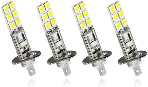 4 PCS LED Car Fog Light Bulbs, 12V 360 Degrees Metal Waterproof Vehicle DRL lamps, Plug and Play, Universal 2.44In x 0.43In Super Bright Automotive Lighting Accessories (White Light #H1) in Saudi Arabia