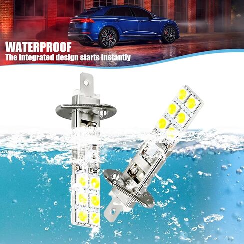 4 PCS LED Car Fog Light Bulbs, 12V 360 Degrees Metal Waterproof Vehicle DRL lamps, Plug and Play, Universal 2.44In x 0.43In Super Bright Automotive Lighting Accessories (White Light #H1) in Saudi Arabia