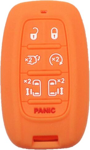 قطعتان من 7 أزرار من مطاط السيليكون عن بعد بمفتاح ذكي وغطاء حماية متوافق مع كرايسلر 2017 2018 2019 2020 باسيفيكا 2020 فوييجر أسود برتقالي in Kuwait