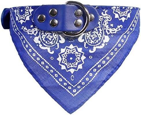 Fashion Dog Bandana Collar Dog Collar Boy Medium Bandana Puppy Bandana with Collar for Dogs - Deep Blue - M in Saudi Arabia