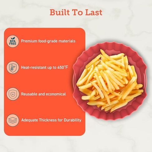 COSORI Air Fryer Silicone Liners for 3-5 Qt, Foldable 7.6 Inch Reusable Basket, Certified Food Grade Accessories, Resistant up to 450°F​, Thickened & Durable, Non-stick Dishwasher Safe, Gloves, 2 Pcs in Saudi Arabia