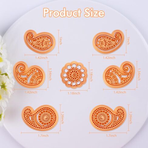 Puocaon Boho Flower Clay Cutters - 7 قطع بيزلي بوليمر كلاي قواطع لأقراط المجوهرات، قواطع طين ذات نمط شعبي لصنع أقراط طين البوليمر، Bohemain Floral Clay مجوهرات قواطع ثلاثية الأبعاد in Saudi Arabia