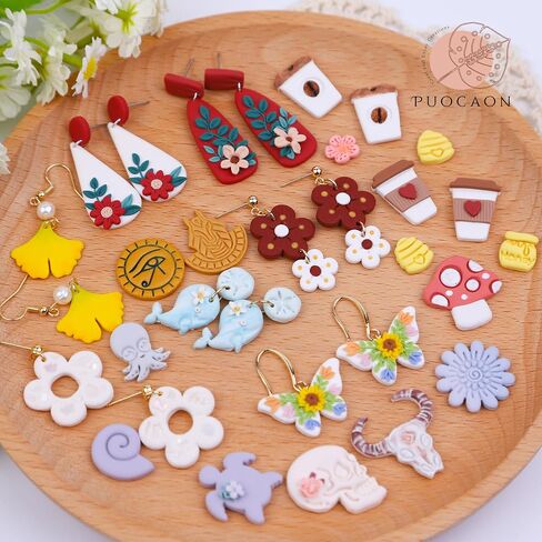 Puocaon Boho Flower Clay Cutters - 7 قطع بيزلي بوليمر كلاي قواطع لأقراط المجوهرات، قواطع طين ذات نمط شعبي لصنع أقراط طين البوليمر، Bohemain Floral Clay مجوهرات قواطع ثلاثية الأبعاد in Saudi Arabia