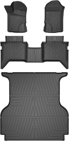 Mixsuper Truck Bed Mat for Ford Ranger SuperCrew 2019-2024, Only Fit 5ft Bed, All Weather Truck Rugged Bed Liner TPE Durable Odorless Black in Saudi Arabia