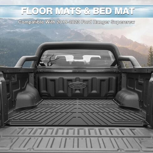 Mixsuper Truck Bed Mat for Ford Ranger SuperCrew 2019-2024, Only Fit 5ft Bed, All Weather Truck Rugged Bed Liner TPE Durable Odorless Black in Saudi Arabia