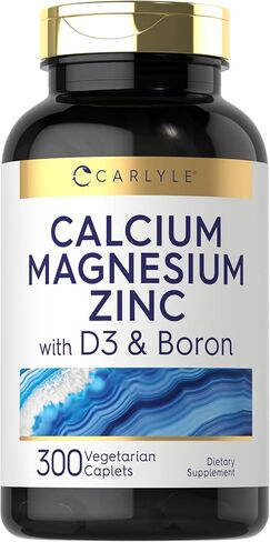 Carlyle Calcium Magnesium Zinc with Vitamin D3 and Boron | 300 Caplets | Vegetarian, Non-GMO Supplement in Saudi Arabia