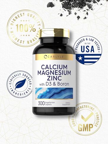 Carlyle Calcium Magnesium Zinc with Vitamin D3 and Boron | 300 Caplets | Vegetarian, Non-GMO Supplement in Saudi Arabia