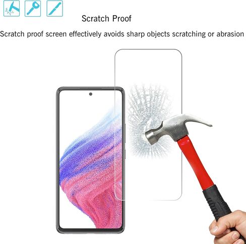 واقي شاشة Ailun لهاتف Galaxy A53 5G 6.5 بوصة [3 عبوات]+ [3 عبوات] واقي عدسة الكاميرا، زجاج مقسى، فائق الوضوح، مضاد للخدش، صديق للحافظة in Kuwait