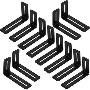 4 Inch Adjustable Angle Bracket Set of 12, Black Adjustable L-Shape Corner Brace with Slot, Metal Steel Joint Right Angle Brackets, Floating Support Shelf Bracket for Holding, Mounting & Fixing