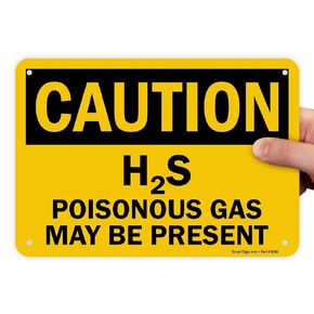 SmartSign "Caution: H2S Poisonous Gas May Be Present" Sign | 7" x 10" Aluminum