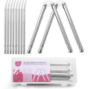 Lobster Crackers and Picks Set, 10-Piece Crab Leg Cracker Tools - Stainless Steel Seafood Crackers & Forks Nut Cracker Set - Dishwasher Safe