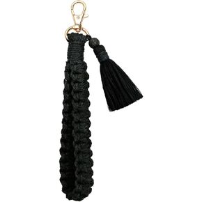 Boho Macrame Keychain Wristlet Handcrafted Bohemian Key Holder with Wrist Strap Wrist Lanyard for Women