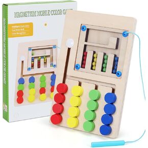 QZMTOY Travel Color Matching Puzzle Board,Magnetic Maze,Montessori Educational Brain Teasers Toys,Handheld Games for Road Trip,IQ Logic Game Toy,Gift for Kids Toddlers Boys Girls
