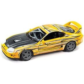 Round 2 1997 Supra Yellow with Manga Art Style Graphics Limited Edition to 4800 Pieces Worldwide Manga Racing Series 1/64 Diecast Model Car by Auto World CP8086