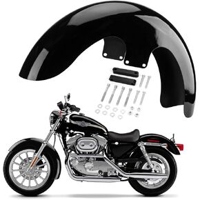 Motorcycle 19 inch Mudguard Front Mudguard, Upgraded Version Wheels Wrap Front Mudguard Compatible with Harley Touring Road King Road Glide Electra Glide Street Glide (19" Gloss Black)