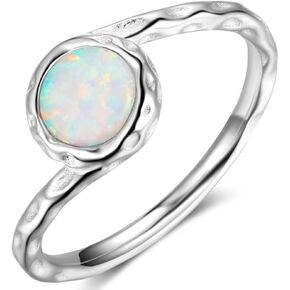 925 Sterling Silver Fire Opal Wedding Engagement Classical Solitaire Ring